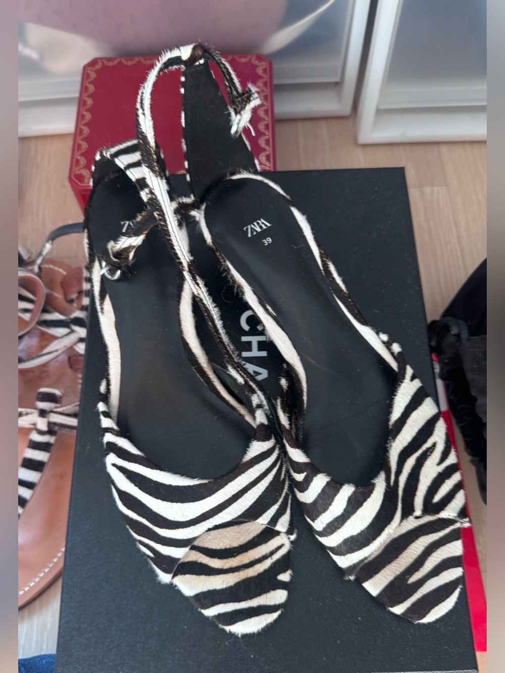 Zara pony hair kitten heel pump